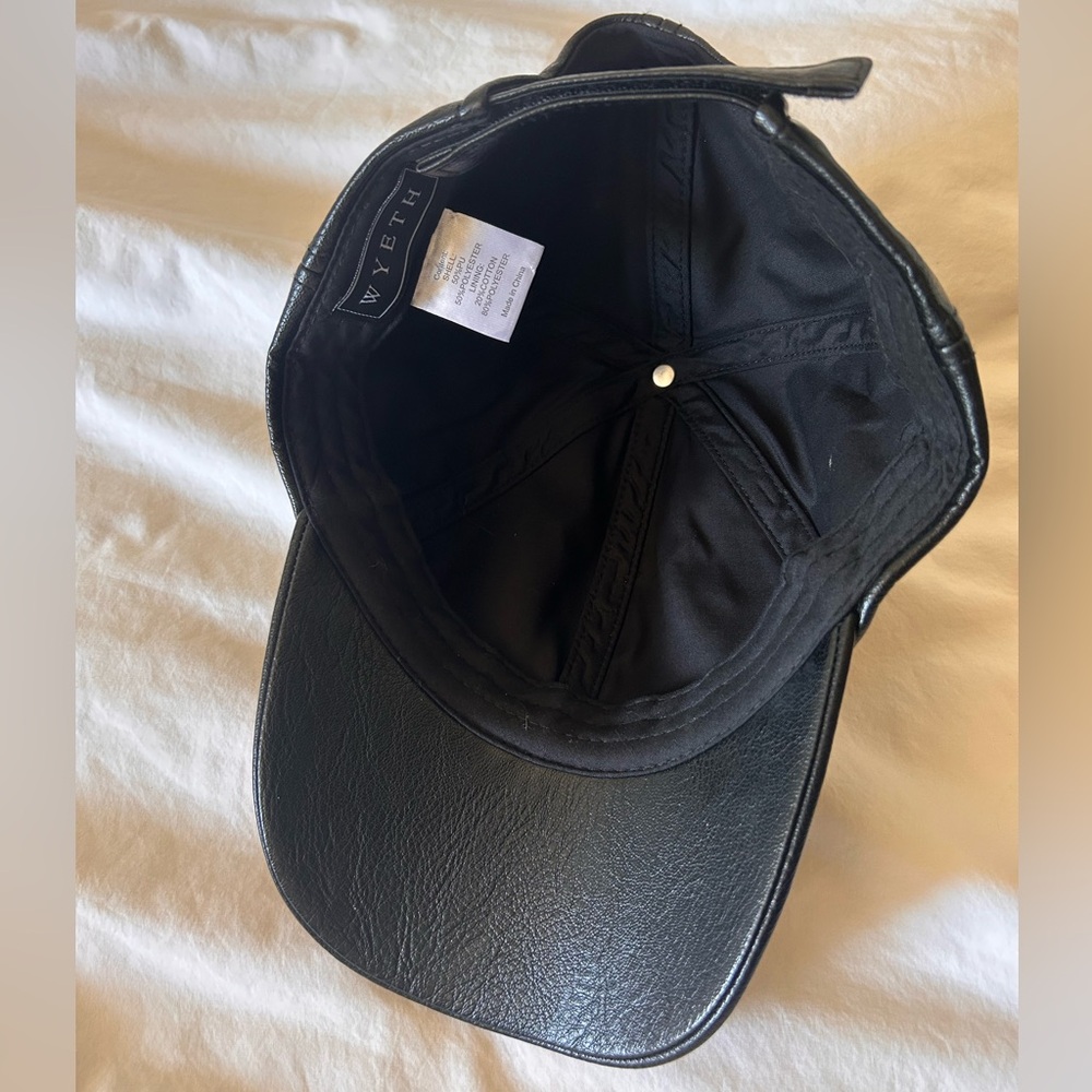 NWOT Free People Hailey Baseball Hat Faux Leather Black - Picture 6 of 7